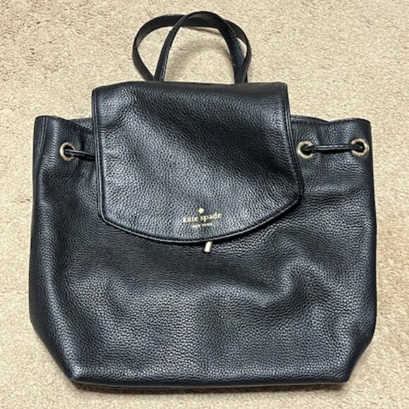 Kate Spade Mulberry Street Small Breezy Black Pebbled Flap Leather Backpack main image 13